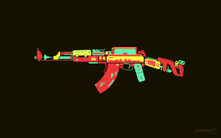 Colorful machine gun red ribbon - david diao free wallpaper for desktop