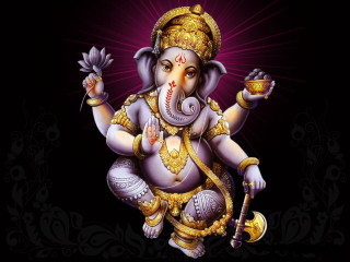 Ganesha flower cup painting art - divine free wallpaper