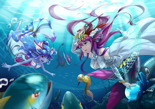 Mermaid fish ocean cartoon caption - a detailed drawing free wallpaper