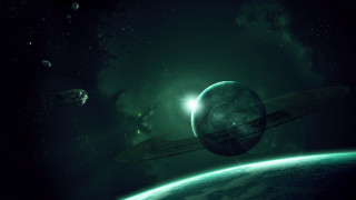 Space scene planet satellites sky - a planet free wallpaper