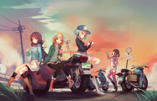 Group people motorcycle street sky - graffiti free wallpaper for desktop