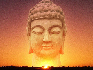 Buddha sunset purple yellow tranquil - a buddha statue free wallpaper