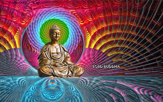 Buddha statue psychedelic background rainbow - a rainbow light free wallpaper