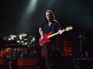 Man stage red guitar microphone - a red guitar free wallpaper