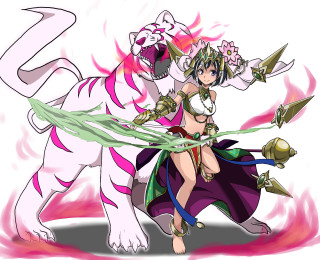 Woman sword white tiger colorful - a white tiger free wallpaper