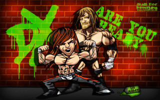 Wrestler woman brick wall graffiti - extreme free wallpaper