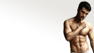 Man white underwear posing hand - figuration libre free wallpaper