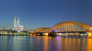 Bridge river city night lights 14 - a cathedral free wallpaper