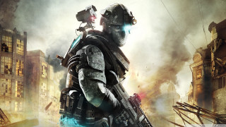 Futuristic man suit gun city 7 - a gun in a city free wallpaper