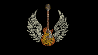 Guitar wings words black background 3 - back side free wallpaper