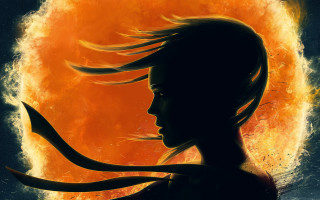 Woman fireball longhair night sky - a fireball free wallpaper