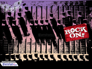 Red sign rock on black - a red brick wall free wallpaper