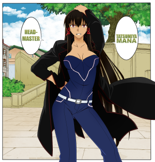 Woman blue coat hat sign - official art free wallpaper for tablet