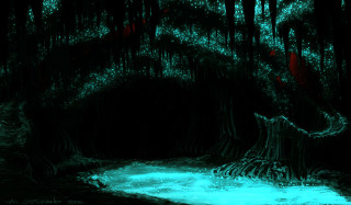 Dark forest stream tree trunk - a dark forest free wallpaper