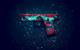 Colorful gun blue red black - white dot free wallpaper