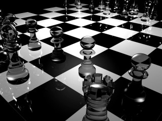 Black white chess board pieces 3 - abstract illusionism free wallpaper for desktop