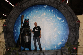 Man knight dog statue blue - sci fi fantasy free wallpaper