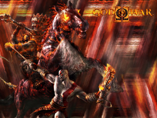 Man horse demon sword painting - a horse next free wallpaper