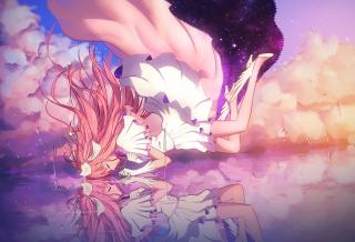 Girl pink hair cloud water - ground next free wallpaper