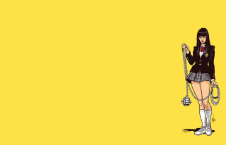 Woman skirt jacket holding rope - a bell free wallpaper