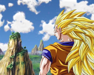 Super saiyan man mountain blue - temporary art free wallpaper
