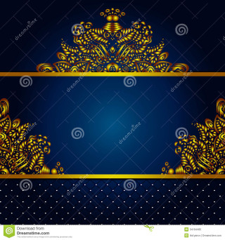 Blue gold background border pattern - net art free wallpaper for tablet