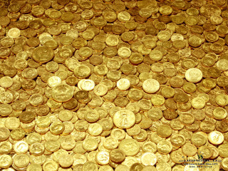 Gold coins table clock tower - cornelia parker free wallpaper
