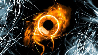 Fire eye flames smoke black - white swirl free wallpaper