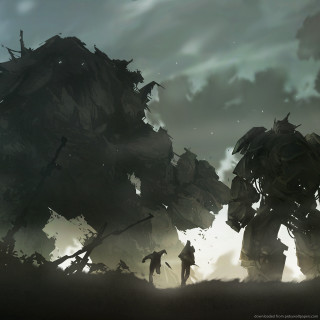 Couple giant tree field sky - fantasy art free wallpaper for tablet