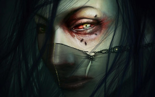 Creepy woman mask eye face - ben templesmith free wallpaper
