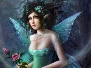 Fairy rose butterfly hand shoulder - a rose free wallpaper