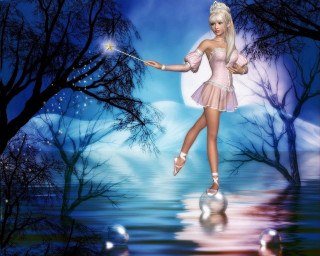 Fairy girl lake autumn fireworks - blond free wallpaper