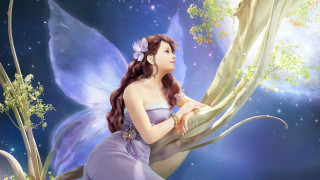 Fairy flower tree butterfly shoulder - dreamlike free wallpaper