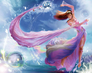 Woman flowing dress flying star - the other hand free wallpaper