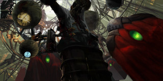 Strange creature green eyes clock - a red cape free wallpaper