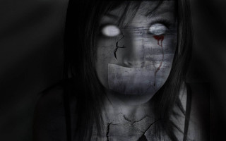 Creepy woman gothic blood splatter - a creepy expression free wallpaper