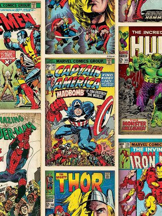 Comics wall collage character images - a wall together free wallpaper for mobile
