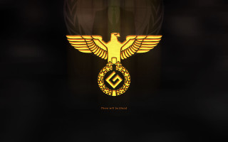 Golden eagle hammer sickle symbol - dystopian art free wallpaper