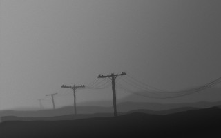 Power lines telephone poles foggy - the foggy sky free wallpaper