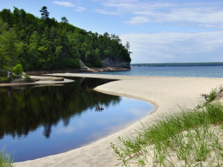 River forest beach boat sky - a sandy beach free wallpaper for desktop