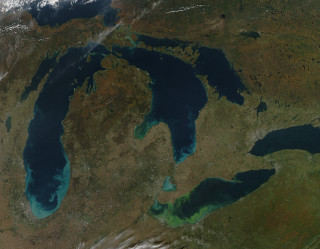 Great lakes satellite image united - high saturation free wallpaper