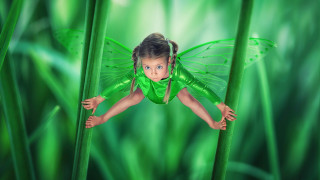 Little girl green plant background - a green flower free wallpaper