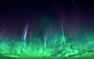 Green purple aurora borealis field 2 - aurora free wallpaper
