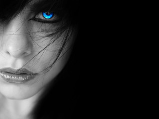 Woman blue eyes black background 2 - the image free wallpaper