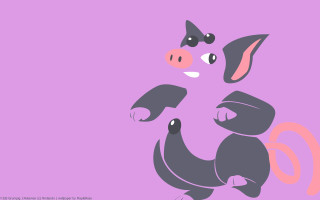 Cartoon pig standing one leg - a pink circle free wallpaper for desktop