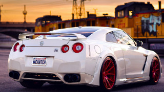 White car train track sunset 2 - a white car free wallpaper