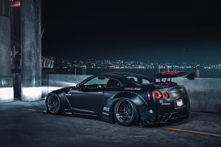 Black sports car parking lot 29 - dark night free wallpaper