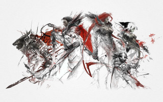 Group people swords armor painting - sword and armor free wallpaper