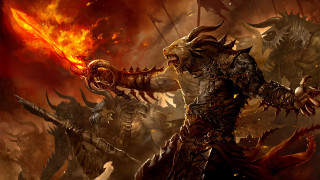 Demonic demon sword fire sky - a sword in front free wallpaper