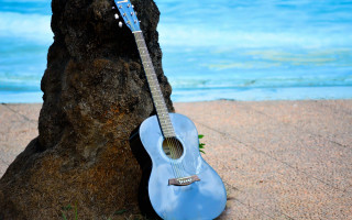 Blue guitar rock water edge - the waters edge free wallpaper